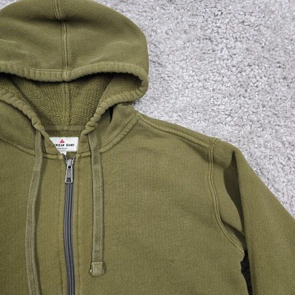 American Giant Sweater Medium Green Full Zip Long Sleeve Midweight Sweatshirt - Picture 4 of 14